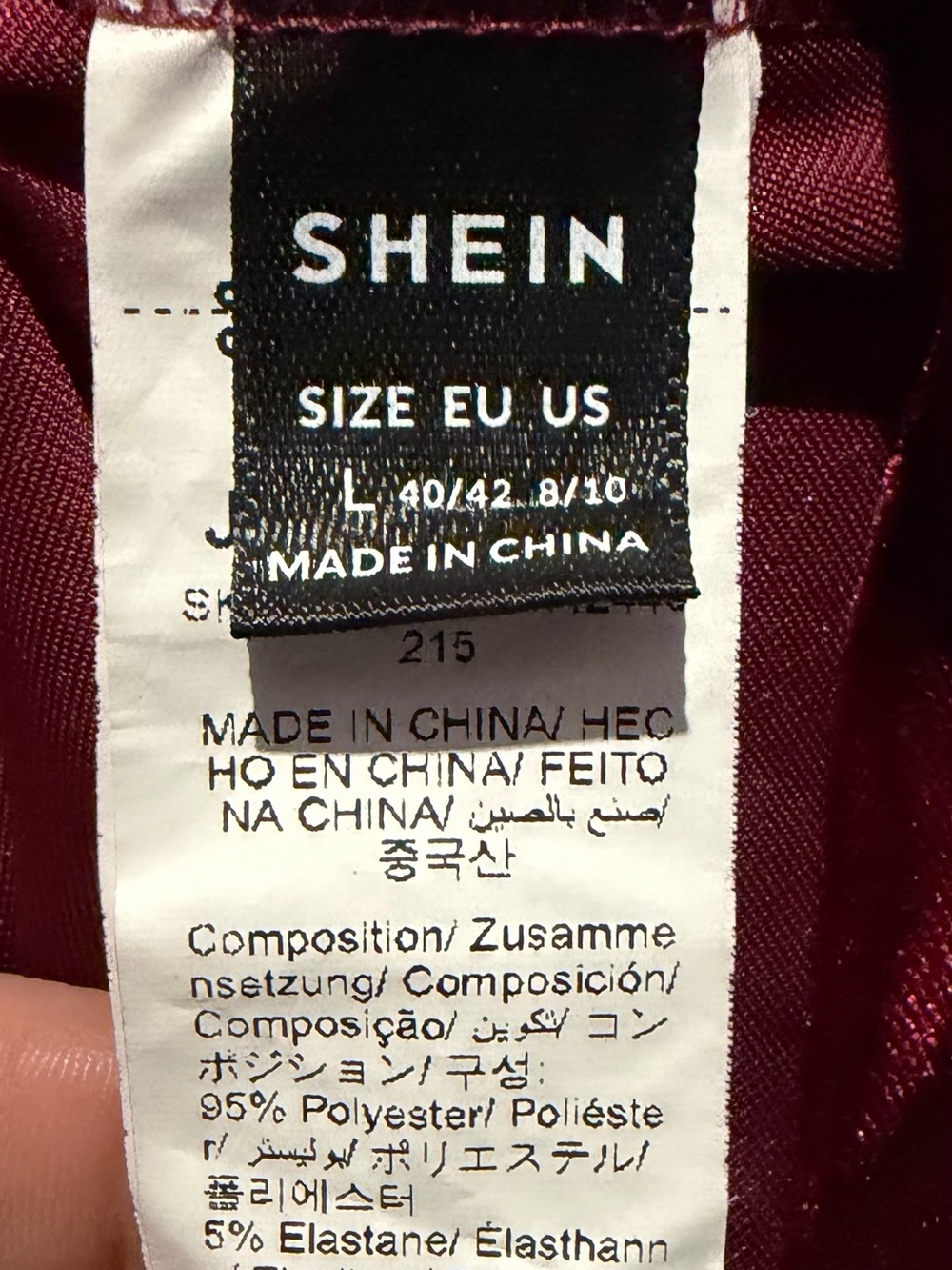 SHEIN Velvet Long Sleeve Dress in Burgundy - Picture 2 of 3